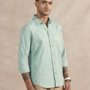 Men's Mint Green Cotton Casual Shirt - Premium Quality Tailored Fit